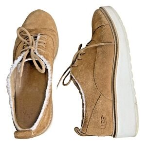 UGG Johanna Spill Seam WOMENS‎ 9.5 PRE-OWNED Chestnut Suede Wool Oxford Shoes